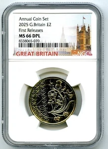 2025 2£ GREAT BRITAIN TWO POUND NGC MS66 DPL NATL FLOWERS FIRST RELEASES - Picture 1 of 2
