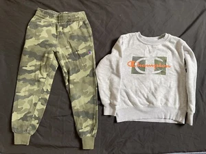Boys Champion Sweatsuit/ Sweat Shirt & Pants Set Size 6 Gray/Camo - Picture 1 of 9