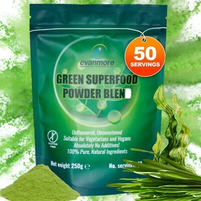 Green Superfood Powder Blend Mix Super Complete Greens 250g 50 Servings Smoothie - Image 1 of 4