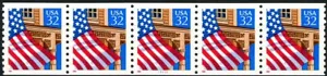 Flag Over Porch W/A Dated Red 1995 Shiny Gum PNC5 PL 11111 Scott's 2913 - Picture 1 of 2