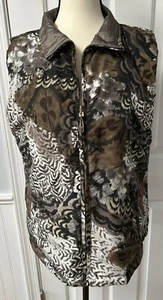 Three Hearts Women’s Vest XL Reversible Quilted Animal Print/ Solid Taupe B44 - Picture 1 of 10