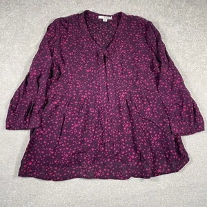 BODEN Women’s Purple & Pink Star Print 3/4 Sleeve Chiffon Blouse Tie Size Uk 14 - Picture 1 of 13