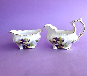 HAMMERSLEY Creamer & Sugar Bowl - Pansies Bone China ENGLAND - Picture 1 of 10