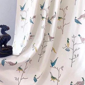 Hermosas cortinas de 5 a 9 pies, multicolor (azul, amarillo) estampado de pájaros - juego de 2 - Imagen 1 de 30