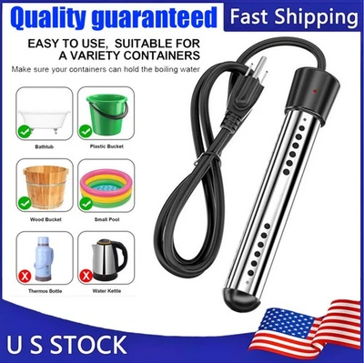 Immersion Water Heater,2000W Submersible Portable Electric Heaters 110-125V AC*