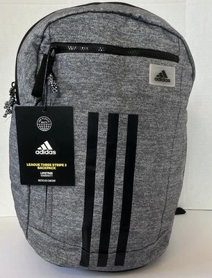 Adidas League Three Stripe 2 Backpack - Gray/Black  UNISEX MSRP $55  ** SALE ** - Image 1 of 4