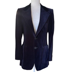 Vintage YSL Yves Saint Laurent for Roos Atkins Velvet Smoking Jacket Blazer Blue - Imagen 1 de 10