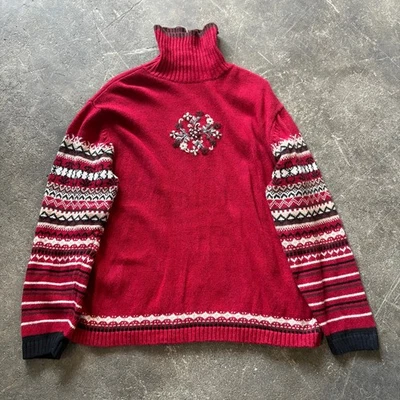 Suéter Erika Cuello Alto Vintage Años 90 Mujer 3X Rojo Bordado Grandmacore Foto 1 de 4