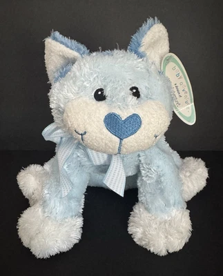 复古动物冒险蓝色猫小猫毛绒填充蓝色心脏鼻子 2005 全新带标签 — 第 1/4 张图片