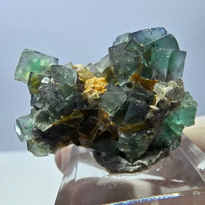 Cube de fluorite fantôme, spécimen de quartz, Okorusu vert, Namibie, 37 x 30 x - Photo 1/4