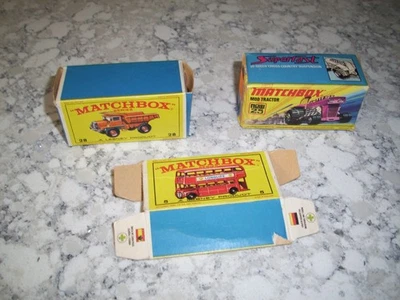 LOTE DE CAIXAS ORIGINAIS E CAMINHÕES BASCULANTES MACK LESNEY MATCHBOX - Imagem 1 de 4