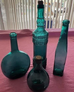 Türkis Glasflasche 4 Stück Recyclingglas Made in Spain - Bild 1 von 20