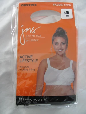 Nuevo en Paquete Sujetador Hanes JUST MY SIZE JMS Wirefree Active Lifestyle Blanco 44D #K220/1220 Foto 1 de 4