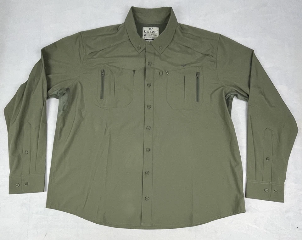 Camisa King Ranch Verde Elite Ventilada Pesca Manga Larga Botón Para Hombre Talla XL Foto 1 de 4