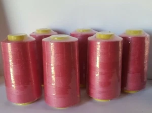 6 Spools Coral Serger Thread T27 S/2 – Multi-Purpose Overlocker Quilting Sewing - Picture 1 of 5