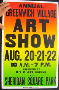 Greenwich Village Kunst Festival Poster Display Karte 1980 23" x 14" Sheridan Quadratmeter - Bild 1 von 11