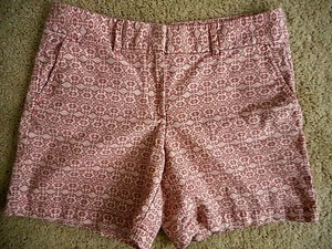 Pantalones Cortos Ann Taylor Loft Talla 6 Estampado Cortos Algodón Mezcla Lino Rosa Polvoriento Blanco - Imagen 1 de 9