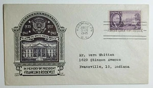 1945 FDC In Memory of President Roosevelt White House LW Staehle 3c Scott #932 - Picture 1 of 2