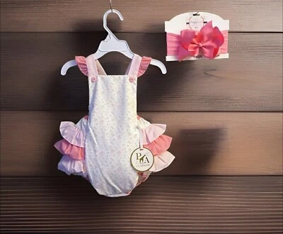 Niñas Nuevo Con Etiquetas Petit Ami Mameluco Volantes Cruzado Espalda Forrado Arco Libre 3 Meses Foto 1 de 4