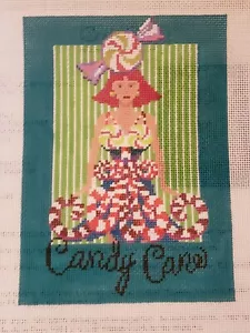 Candy Cane Girl dipinto a mano punto ago tela e guida punti Ruth Schmuff 18 m - Foto 1 di 3