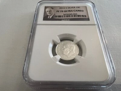 2010-S SILVER ROOSEVELT DIME NGC PF70 ULTRA CAMEO "PORTRAIT LABEL" TOP POP - Image 1 of 4