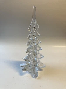 Vintage Silvestri Clear Opalescent Crystal Art Glass Christmas Pine Tree Figure - Picture 1 of 7
