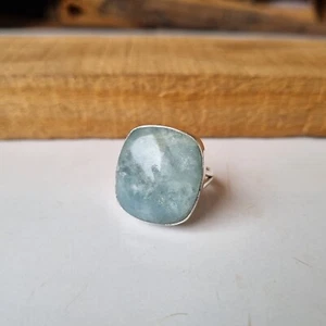 Natural Aquamarine  Gemstone Ring 925 Sterling Silver Amazing Ring Designer Item - Picture 1 of 4