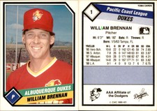 William Brennan 1989 TCMA Albuquerque Dukes #1 Card *AutographDen*