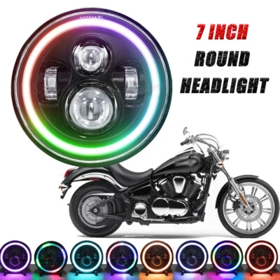 FIT Kawasaki 440 454 550 750 1000 LTD Motorcycle 7" RGB LED Headlight NWE Lamp - Image 1 of 4