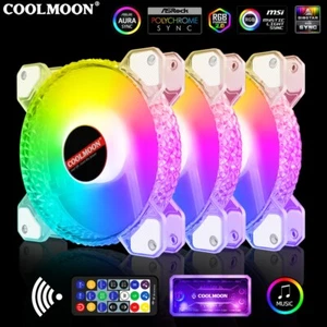 3-Pack Addressable 120mm PWM ARGB Case Fans with Hub and Remote,5V 3Pin SYNC - Picture 1 of 11