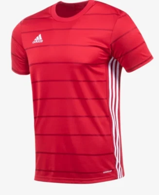 Camiseta Adidas Feminina Média Vermelha Branca Listrada Campeon 21 Kit de Futebol Pronto Aero - Imagem 1 de 4