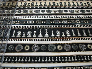 3 Yards Digital Cotton Fabric - QT Fabrics Dan Morris Checkmate Chess Stripe - Picture 1 of 1