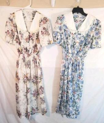 Lot of 2 Vintage Debra Martin Women Size Small Floral Cotton Dress - Image 1 of 4