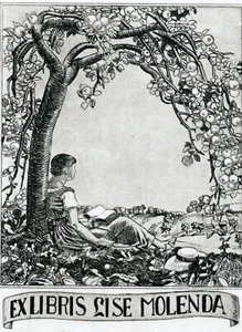 Vintage Art Print Ex libris Bookplate by Christian Ludwig Martin, Austria - Picture 1 of 3