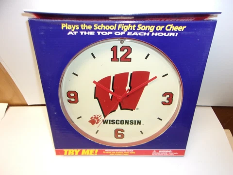 Wisconsin Badgers Clock. Plays Fight Song of the Badgers   K14-1/3 Cover