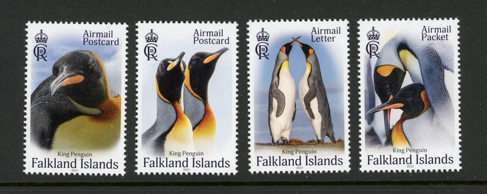 Falkland Islands 2023 King Penguins 4v Birds Wildlife Fauna - Image 1 of 1