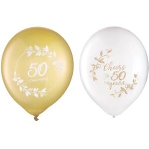Happy 50th Anniversary 12-inch Latex Balloons 15 Pack Party Supplies Decoration