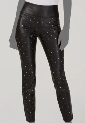 Pantalones con tachuelas de cuero sintético negros Inc International Concepts para mujer talla 12 Foto 1 de 3