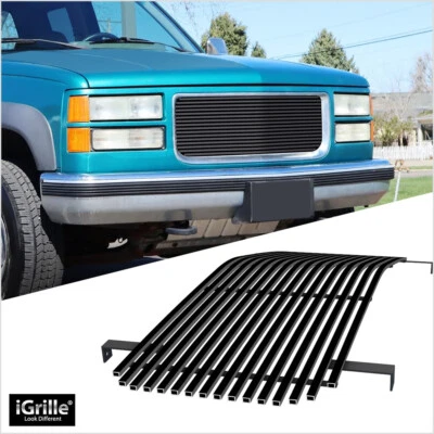 Se adapta a GMC Suburban/94-98 1994-1999 camioneta C/K superior de acero inoxidable rejilla de billet negra Foto 1 de 4