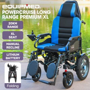EQUIPMED Power Electric Wheelchair XL Size Long Range Folding Steel Wheel Chair - Picture 1 of 12