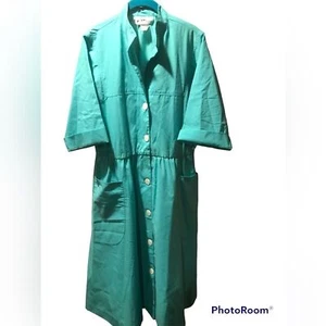 Vintage Willi of California 80s teal blue Button Up Shirt Dress Sz 12 day dress - Picture 1 of 5