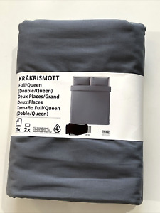 New IKEA KRAKRISMOTT Dark Blue Gray Full/Queen Duvet Set With 2 Pillowcases