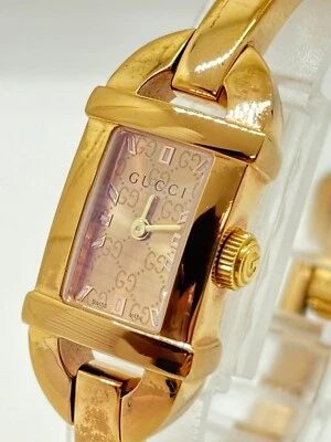 [Exc+5] Reloj para mujer GUCCI 6800L ORO ROSA GG esfera usado funcionando Foto 1 de 4