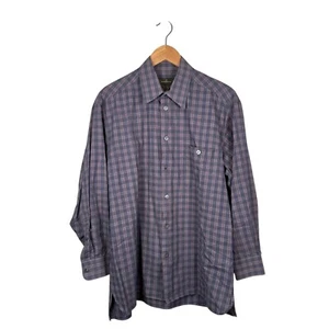 Ermenegildo Zegna Hemd mit Knopfleiste lila grau kariert kariert Herren Größe Large Freizeit - Bild 1 von 8