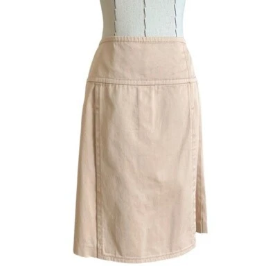 Falda Clásica Celine Plisada Caqui Tostado Mezcla Algodón Talla 36 Foto 1 de 4