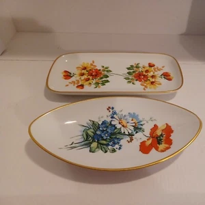 Gerold Porzellan Trinket Dishes  Gold Trim Bavaria Made in West Germany Spring  - Picture 1 of 11