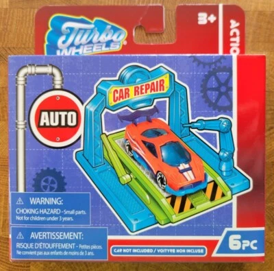 Turbo Wheels ~ Car Repair ~ 1:64 Scale ~ Mini Play Set - Image 1 of 2
