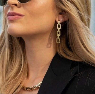 Eddie Borgo | Supra Link Drop Earrings | Gold Chain Link | Dangle Earrings | New - Image 1 of 4
