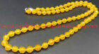 20 Inch Long 6mm Faceted Yellow Jade Gemstone Round Beads Necklace