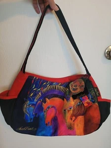 LAUREL BURCH TOTE BAG HORSES OF FIRE 4843 ZIP CLOSE 14.5” X 9.5” X 4.5 NWT - Picture 1 of 6